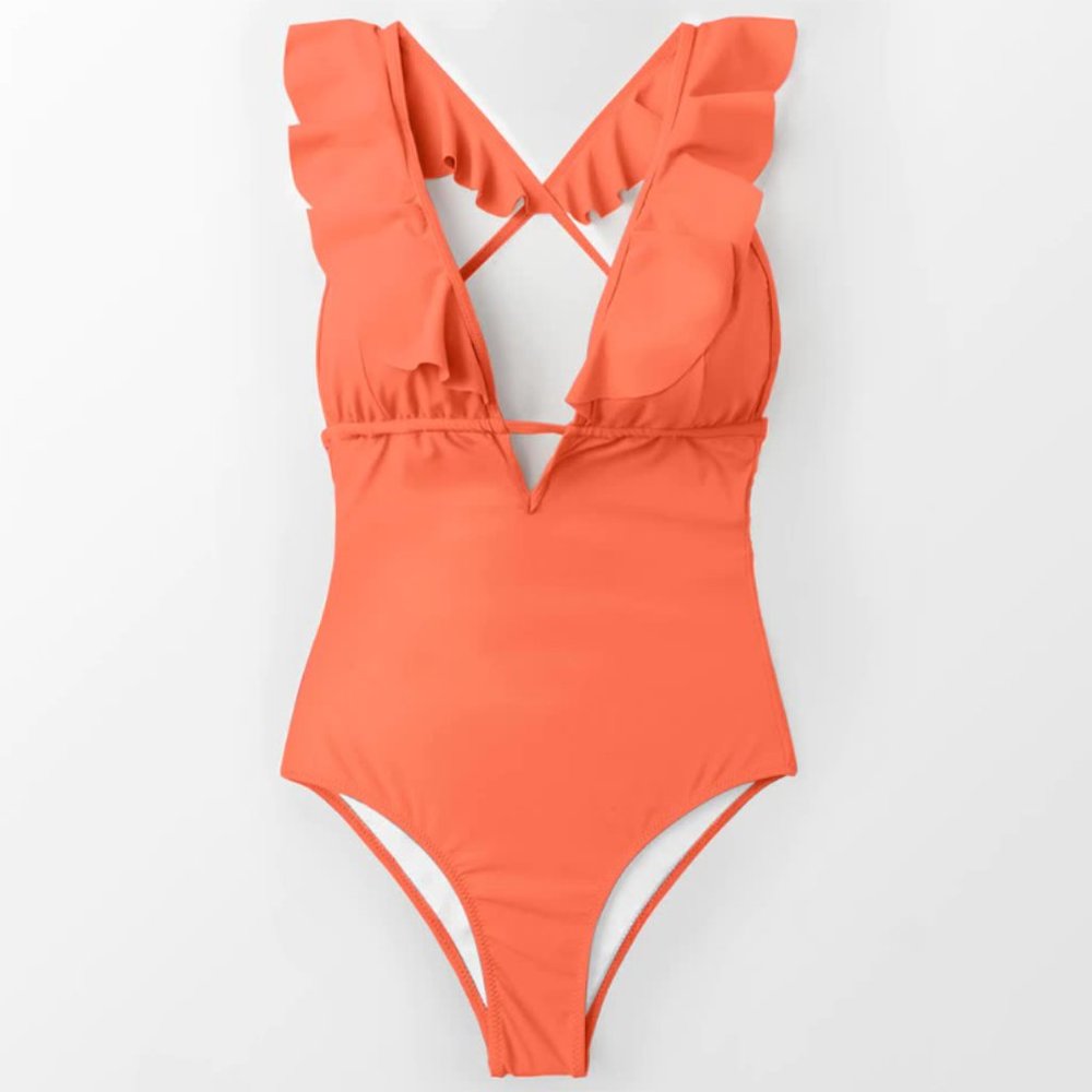 CUPSHE Falbala1 pc Ruffle V-neck Monokini swimsuit